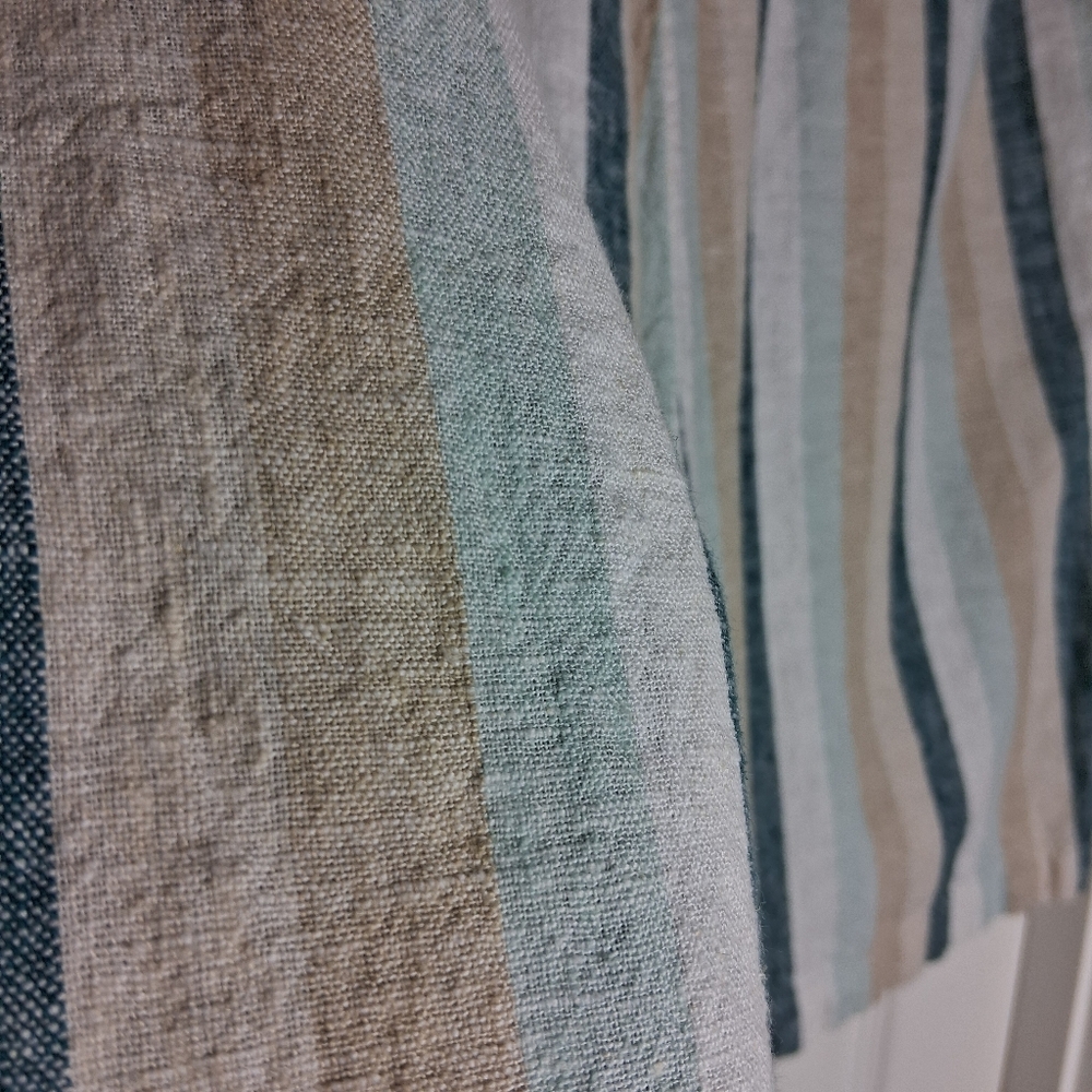Naturals Drawstring Linen-Blend Shorts in Teal, Beige & White Stripes Sz XL - Picture 6 of 8